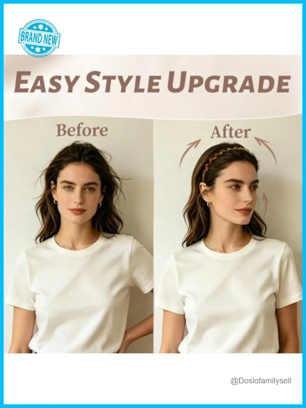 2 Pack Zig Zag Headbands with Comb Teeth, Non Slip for Slick Back Hair, Vintage